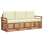 vidaXL Ensembles de canapés 3 pc Naturel et Crème Bois d'Acacia Massif