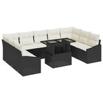 vidaXL Ensemble de canapé de jardin avec coussin 10 Pièces Noir  Crème
