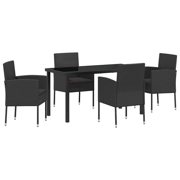 vidaXL Ensemble de salle à manger pour jardin 5 Pièces Noir polyrotin