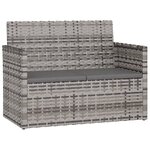 vidaXL Mobilier d'extérieur 4 Pièces avec coussins Résine tressée Gris