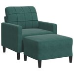 vidaXL Fauteuil avec repose-pied Vert foncé 60 cm Velours