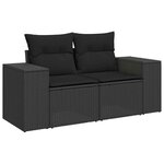 vidaXL Salon de jardin 10 Pièces avec coussins noir résine tressée acacia