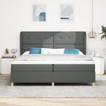 Lit à ressorts vidaXL avec matelas gris foncé 200x200 cm en tissu