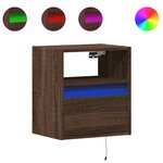 vidaXL Tables de chevet murales avec lumières LED 2 Pièces chêne marron