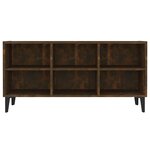 vidaXL Meuble TV avec pieds en métal Chêne fumé 103 5x30x50 cm