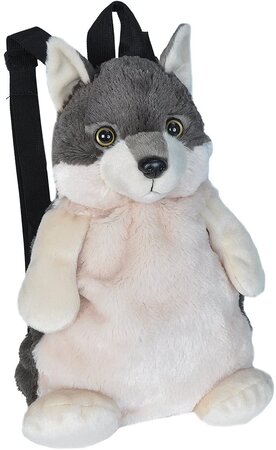 Peluche Loup En Forme Du Sac À Dos De 36 Cm Noir Blanc