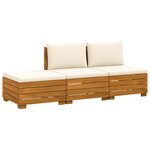 vidaXL Ensemble de canapés d'extérieur avec coussin 3 Pièce Marron