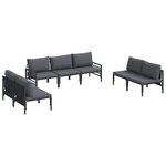 vidaXL Ensemble de canapé de jardin 7 pc Noir Acier