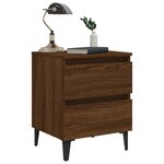 vidaXL Table de chevet avec pieds en métal Chêne marron 40x35x50 cm