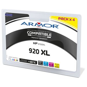 Cartouche d'encre remanufacturée, compatible pour hp 920xl, c2n92ae, pack 4 couleurs - noir + couleurs (paquet 4 unités)