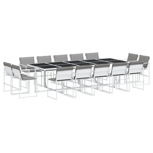 vidaXL Ensemble à manger de jardin avec coussins 15Pièces blanc textilène