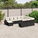 vidaXL Salon de jardin 11 Pièces avec coussins noir résine tressée