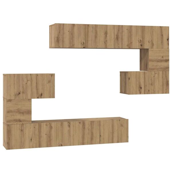 vidaXL Ensemble meuble TV 8 Pièces chêne artisanal 80 x 30 x 30 cm