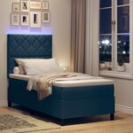 vidaXL Lit à ressorts avec matelas avec LED Bleu 100 x 200 cm tissu