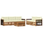 vidaXL Ensemble de canapés d'extérieur 6 pc Naturel et Crème