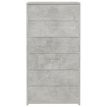 vidaXL Buffet avec 6 tiroirs Gris béton 50x34x96 cm Bois d'ingénierie