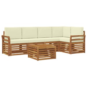 vidaXL Ensemble de canapé d'angle avec coussin 6 Pièces Naturel et Crème
