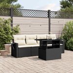 vidaXL Salon de jardin 5 Pièces avec coussins noir résine tressée