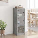 vidaXL Buffet avec portes en verre gris béton 35x37x109 cm