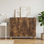 vidaXL Buffet Chêne fumé 89 x 34 5 x 80 cm Bois d'ingénierie