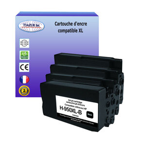 4 Cartouches compatibles avec HP OfficeJet Pro 8610, 8615, 8616, 8620  remplace HP 950XL, HP 951XL (Noire+Couleur)- T3AZUR