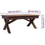 vidaXL Table basse bois de récupération mélangé 110x60x45 cm