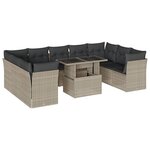 vidaXL Salon de jardin avec coussins 10 Pièces gris clair résine tressée