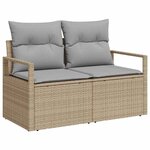 vidaXL Ensemble de canapé de jardin 9 Pièces Beige et gris polyrotin