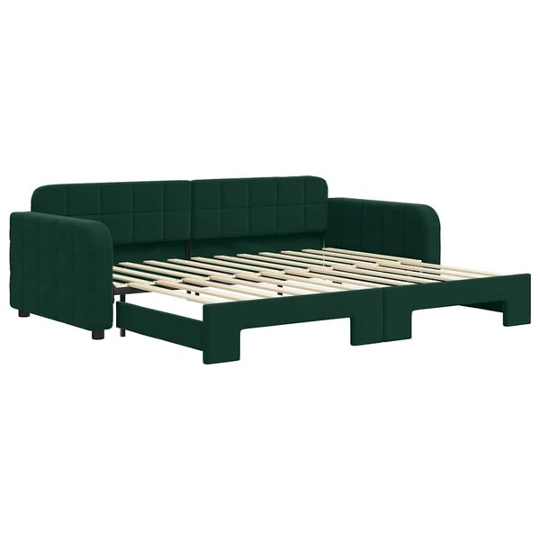vidaXL Lit de jour avec gigogne sans matelas vert foncé 90x200 cm