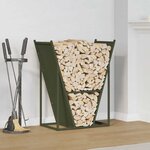 vidaXL Portant de bois chauffage vert olive 69 5x35x81 cm
