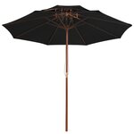 vidaXL Parasol double avec mât en bois Noir 270 cm