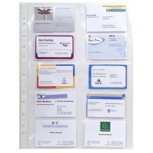 Sachet De 10 Pochettes Perforées Pour Cartes De Visite 10 Emplacements - Polypropylène Lisse 11/100e - A4 - Cristal - Exacompta