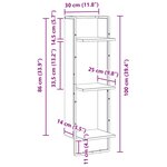vidaXL Étagère Murale Chêne noir 30 x 25 x 100 cm Bois d'ingénierie