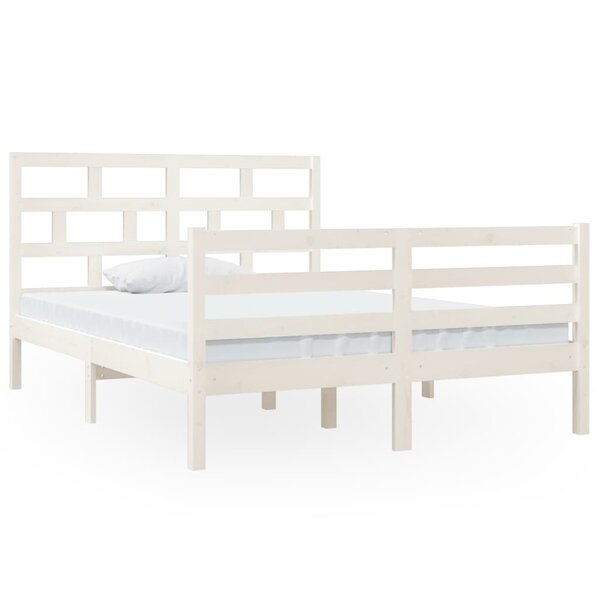 vidaXL Cadre de lit sans matelas blanc bois massif
