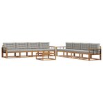 vidaXL Ensemble de canapés d'extérieur 9 Pièces Gris Naturel et Clair