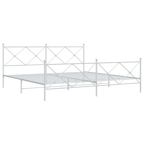 vidaXL Cadre de lit métal avec tête de lit/pied de lit blanc 200x200cm