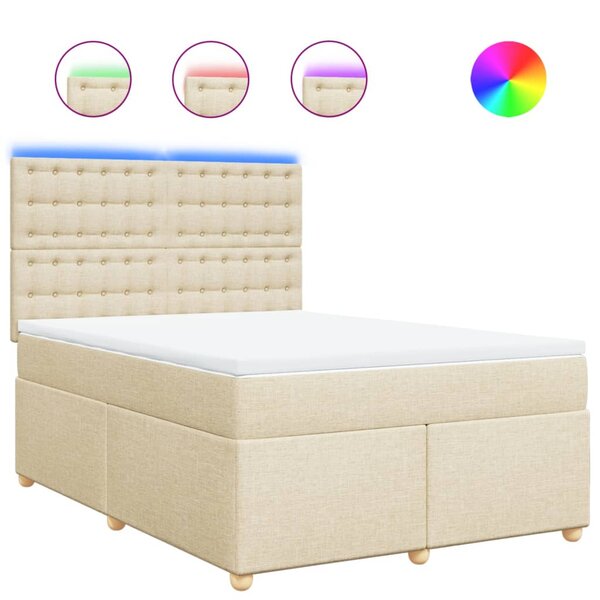 vidaXL Sommier à lattes de lit avec matelas Crème 160x200 cm Tissu