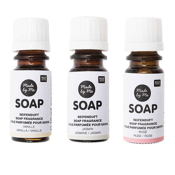 3 huiles parfumées 10 ml pour savon - vanille  jasmin  rose