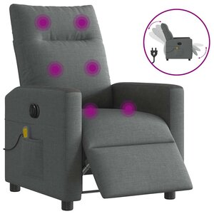vidaXL Fauteuil inclinable de massage électrique gris foncé tissu