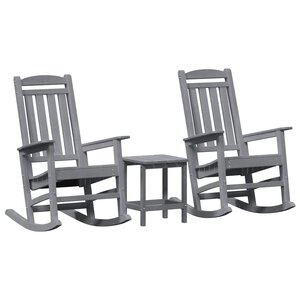 vidaXL Chaise à bascule 3 pc Gris clair Polyéthylène
