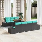 vidaXL Ensemble de canapé de jardin 8 Pièces Noir Poly rotin