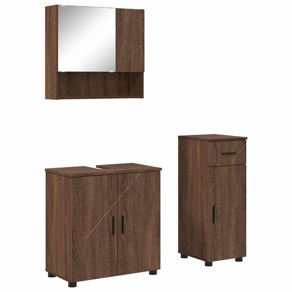 vidaXL Ensemble de mobilier de salle de bain 3 Pièces Chêne marron