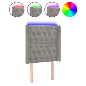 vidaXL Tête de lit à LED Gris clair 83x16x118/128 cm Velours