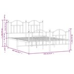 vidaXL Cadre de lit métal sans matelas et pied de lit blanc 150x200 cm