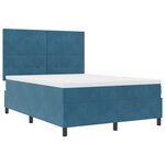 Lit à ressort avec matelas et LED vidaXL Bleu foncé 140x190 cm Velours