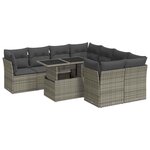 vidaXL Salon de jardin 9 Pièces avec coussins gris résine tressée