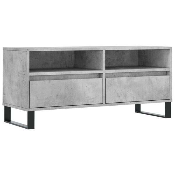 vidaXL Meuble TV gris béton 100x34 5x44 5 cm bois d'ingénierie
