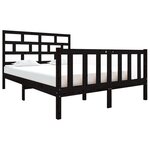 vidaXL Cadre de lit sans matelas noir bois de pin massif