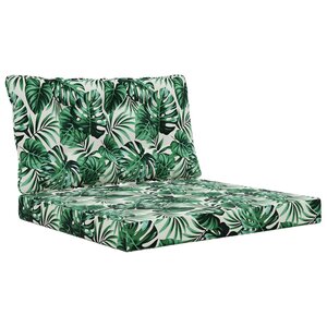 vidaXL Coussin de canapé d'extérieur 2 Pièces Motif feuille Polyester