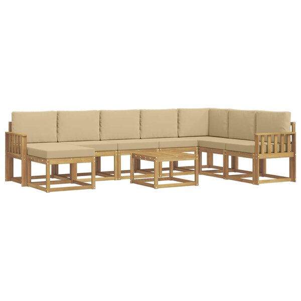 vidaXL Ensemble de canapés d'extérieur 9 pc Blanc et Beige